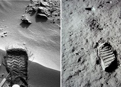 Fotografia unei urme de picior de pe Marte, trimisa pe pamant de roverul Curiosity Fotografia Unei Urme De Picior De Pe Marte Trimisa Pe Pamant De Roverul Curiosity