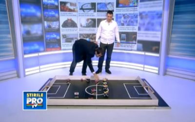 Fotbal robotic LIVE la iLikeIT. Studioul Stirilor ProTV, transformat in teren pentru roboti
