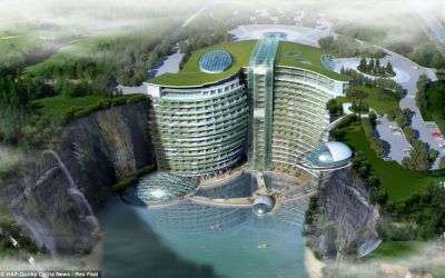 Hotelul de cinci stele construit intr-o cariera de piatra abandonata FOTO