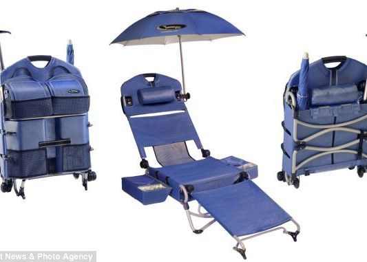 LoungePac, sezlongul portabil care este dotat cu umbrela si racitor pentru vinuri Loungepac Sezlongul Portabil Care Este Dotat Cu Umbrela Si Racitor Pentru Vinuri