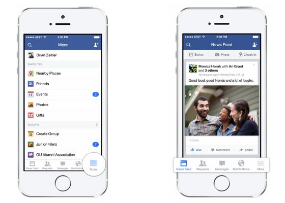 Facebook a redesenat aplicatia pentru utilizatorii iPhone si iPad cu noul iOS 7 Facebook A Redesenat Aplicatia Pentru Utilizatorii Iphone Si Ipad Cu Noul Ios 7