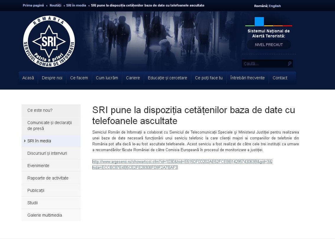Cum afli daca ai avut telefonul ascultat. Gafa facuta de SRI pe site-ul oficial Cum Afli Daca Ai Avut Telefonul Ascultat Gafa Facuta De Sri Pe Site Ul Oficial