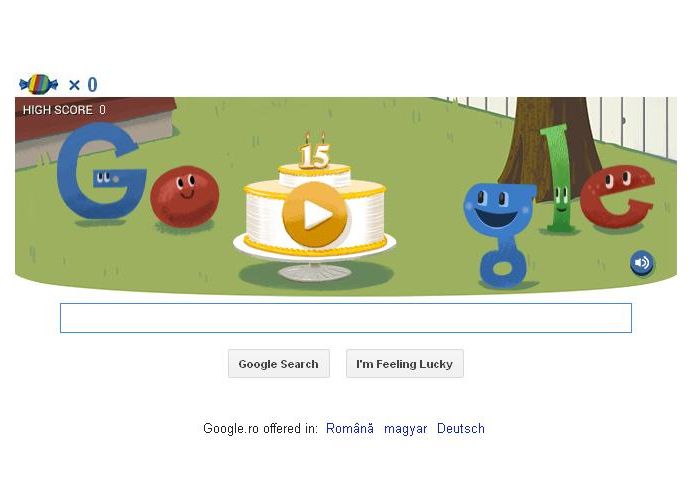 GOOGLE isi sarbatoreste cei 15 ani de la infiintare cu un GOOGLE DOODLE special Google Isi Sarbatoreste Cei 15 Ani De La Infiintare Cu Un Google Doodle Special