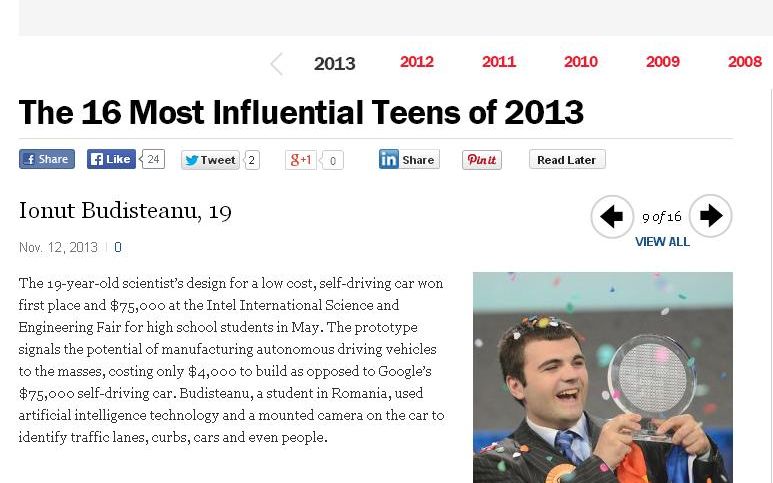 Ionut Budisteanu Inventatorul De 19 Ani Premiat Pentru Masina Low Cost Fara Sofer A Intrat In Topul Time