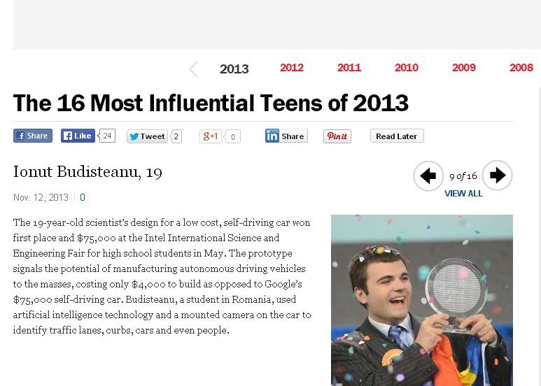 Ionut Budisteanu Inventatorul De 19 Ani Premiat Pentru Masina Low Cost Fara Sofer A Intrat In Topul Time