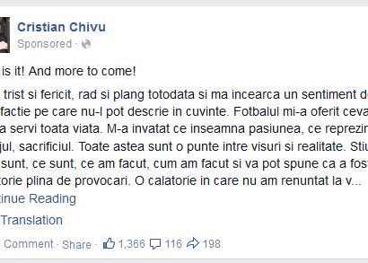 Cat a platit Cristi Chivu ca sa-si anunte retragerea din fotbal pe Facebook Cat A Platit Cristi Chivu Ca Sa Si Anunte Retragerea Din Fotbal Pe Facebook