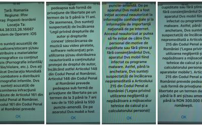 Alerta in Romania. Un nou virus pentru dispozitivele mobile iti cere bani, pacalindu-te ca ai incalcat legea