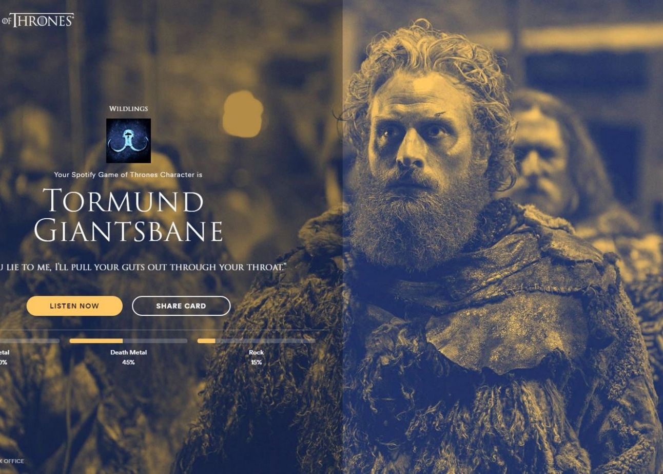 Jocul propus de una dintre cele mai cunoscute aplicatii. Ce personaj din Game of Thrones esti in functie de muzica pe care o asculti Jocul Propus De Una Dintre Cele Mai Cunoscute Aplicatii Ce Personaj Din Game Of Thrones Esti In Functie